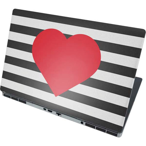 Black And White Striped Heart Dell Precision Skin