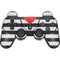 Black And White Striped Heart PS3 Dual Shock wireless controller Skin
