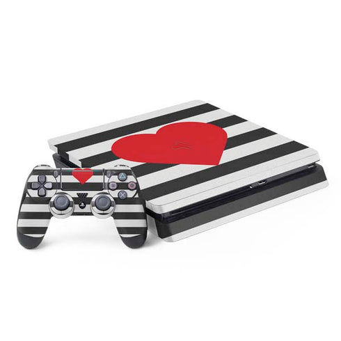 Black And White Striped Heart PlayStation PS4 Skins