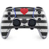 Black And White Striped Heart PS5 DualSense Edge Pro Controller Skin