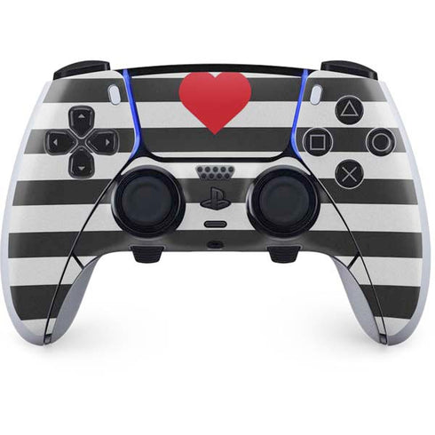 Black And White Striped Heart PlayStation PS5 Skins
