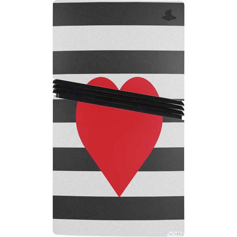 Black And White Striped Heart PS5 Pro Bundle Skin