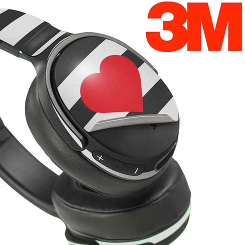 Black And White Striped Heart Skullcandy Venue Skin