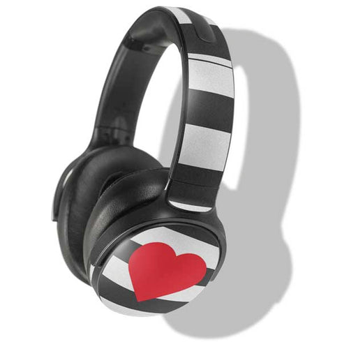 Black And White Striped Heart Skullcandy Venue Skin