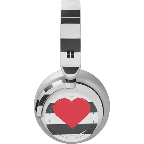 Black And White Striped Heart Surface Headphones Skin