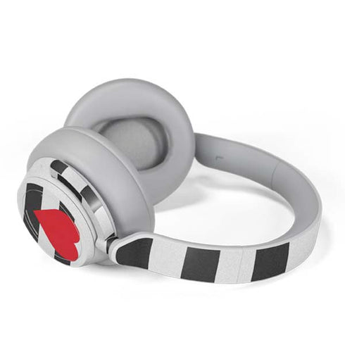Black And White Striped Heart Surface Headphones Skin