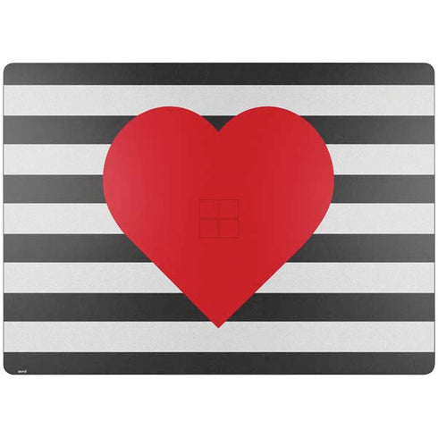 Black And White Striped Heart Surface Laptop 7 13.8in Skin
