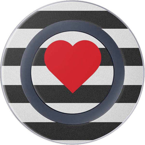 Black And White Striped Heart Wireless Charger Skin