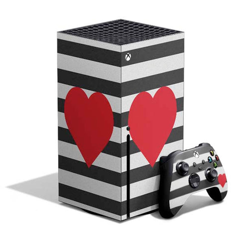 Black And White Striped Heart Xbox Series X Skins