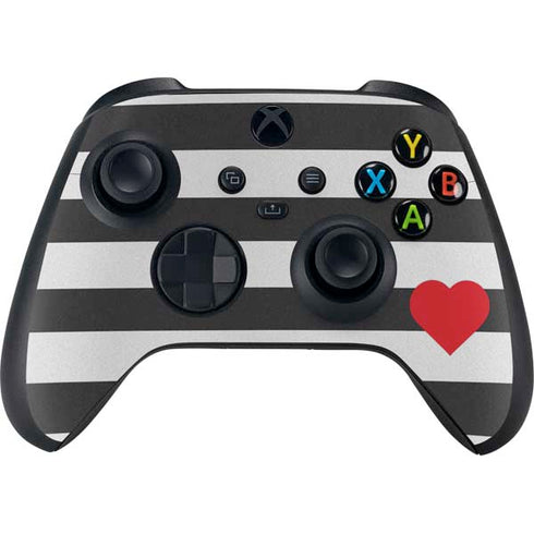 Black And White Striped Heart XBox Series X Digital Edition Bundle Skin