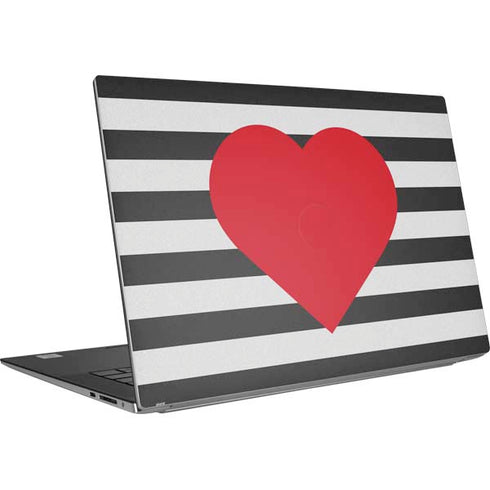 Black And White Striped Heart Dell XPS Skin