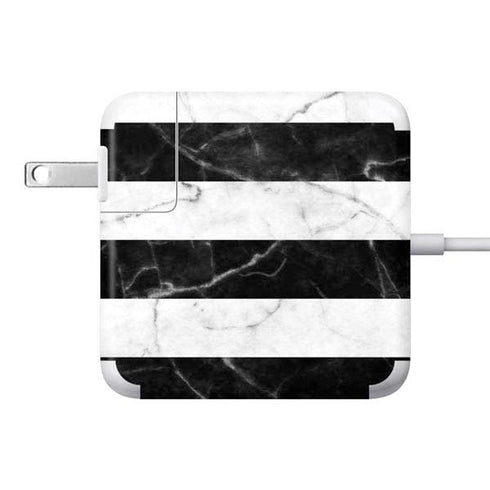 Black and White Striped Marble 85W Power Adapter (15 and 17 inch MacBook Pro Charger) Skin