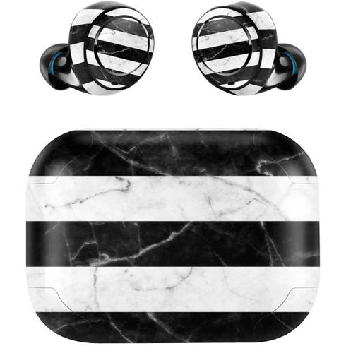 Black and White Striped Marble Amazon Echo Buds Skin