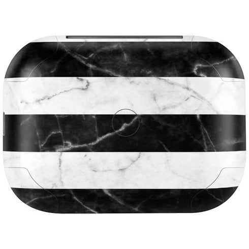 Black and White Striped Marble Amazon Echo Buds Skin