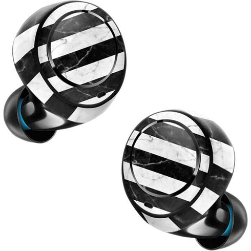 Black and White Striped Marble Amazon Echo Buds Skin