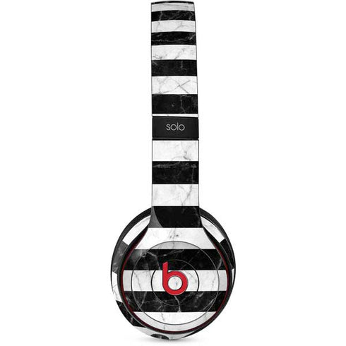 Black and White Striped Marble Beats Solo 3 Wireless Skin