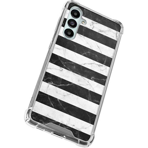 Black and White Striped Marble Galaxy A16 5G Clear Case