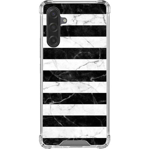 Black and White Striped Marble Galaxy A17 Clear Case