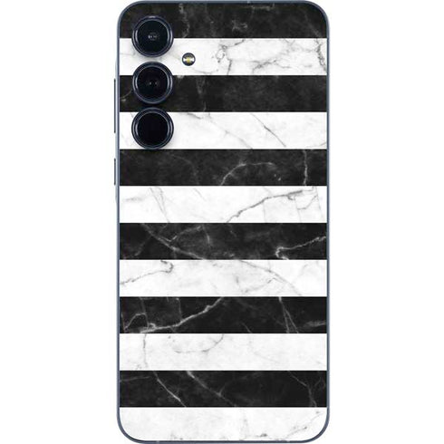 Black and White Striped Marble Galaxy A35 5G Skin