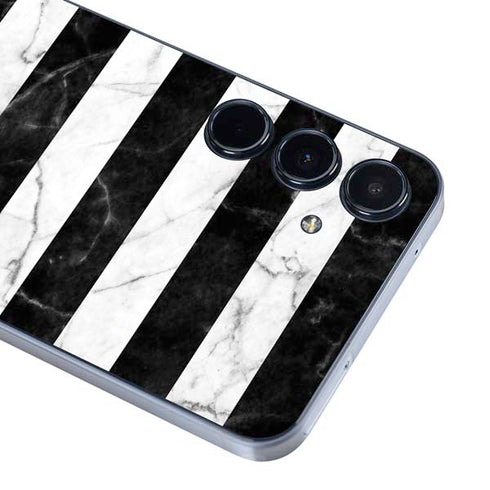 Black and White Striped Marble Galaxy A35 5G Skin