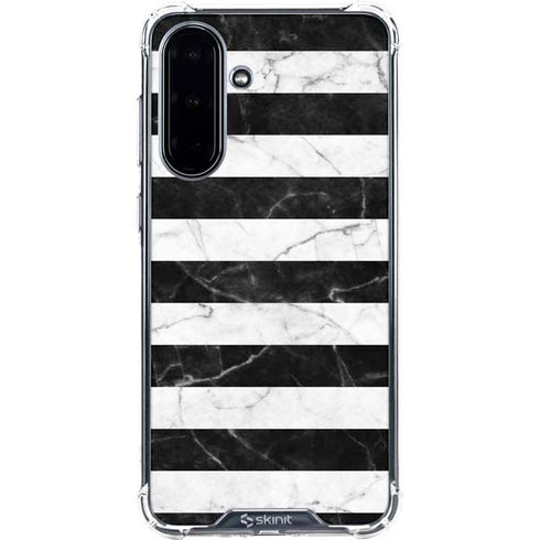 Black and White Striped Marble Galaxy A36 5G Clear Case