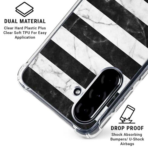 Black and White Striped Marble Galaxy A36 5G Clear Case