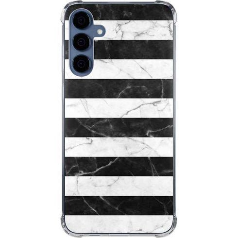 Black and White Striped Marble Galaxy A55 5G Clear Case