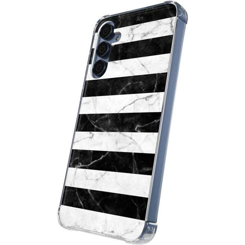 Black and White Striped Marble Galaxy A55 5G Clear Case