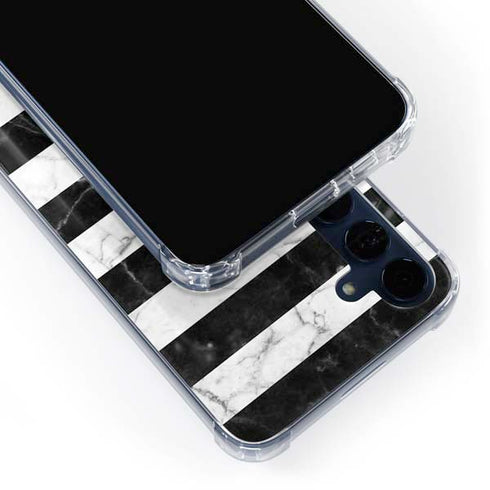 Black and White Striped Marble Galaxy A55 5G Clear Case
