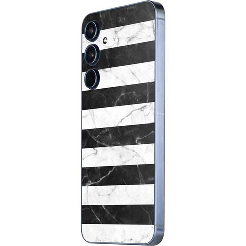 Black and White Striped Marble Galaxy A55 5G Skin