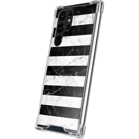 Black and White Striped Marble Galaxy S23 Ultra Clear Case