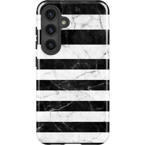 Black and White Striped Marble Galaxy S25 Impact Case