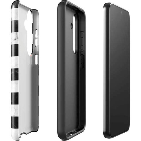 Black and White Striped Marble Galaxy S25 Impact Case
