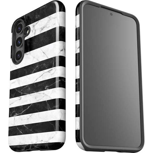 Black and White Striped Marble Galaxy S25 Impact Case