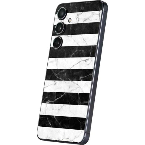 Black and White Striped Marble Galaxy S24 Plus Skin