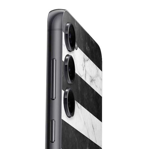 Black and White Striped Marble Galaxy S24 Skin