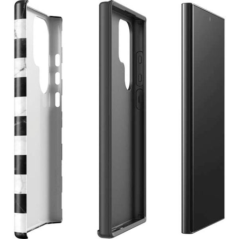 Black and White Striped Marble Galaxy S25 Ultra Impact Case