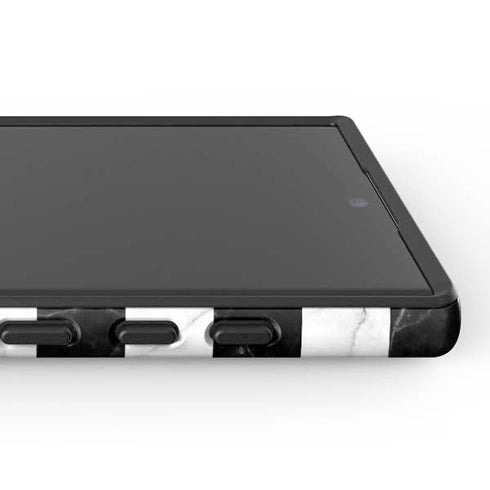 Black and White Striped Marble Galaxy S25 Ultra Impact Case