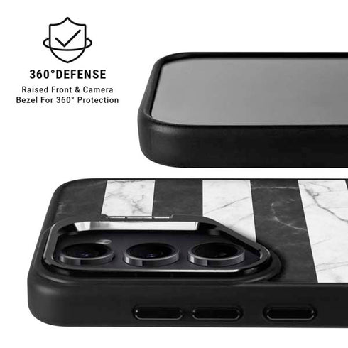 Black and White Striped Marble Galaxy S25 Ultra Kickstand Case