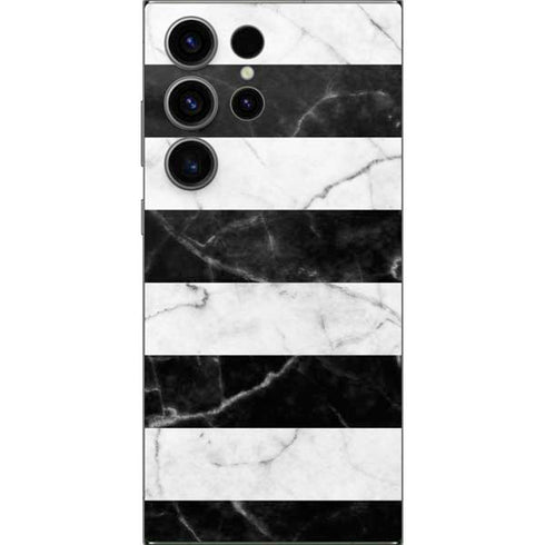 Black and White Striped Marble Galaxy S25 Ultra Skin