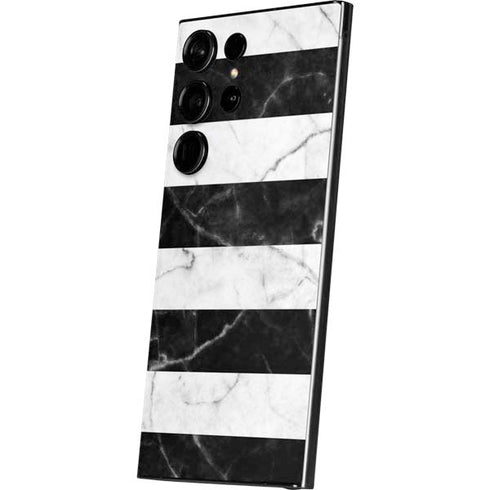 Black and White Striped Marble Galaxy S24 Ultra Skin