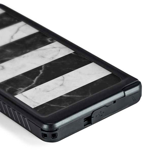 Black and White Striped Marble Galaxy S24 Ultra Waterproof Case
