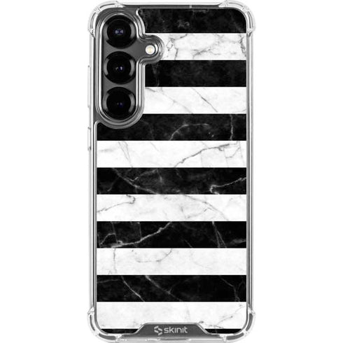 Black and White Striped Marble Galaxy S26 Clear Case