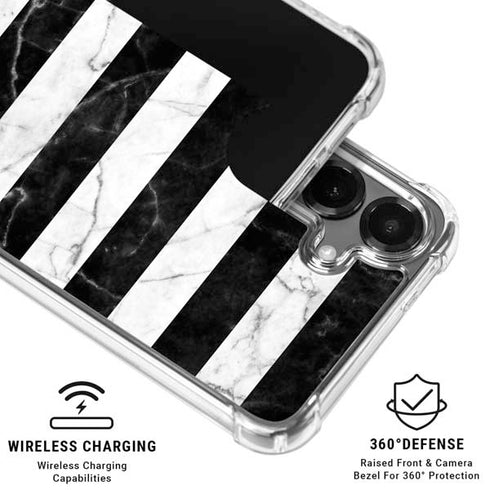 Black and White Striped Marble Galaxy S26 Clear Case