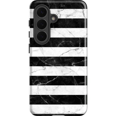 Black and White Striped Marble Galaxy S26 Impact Case
