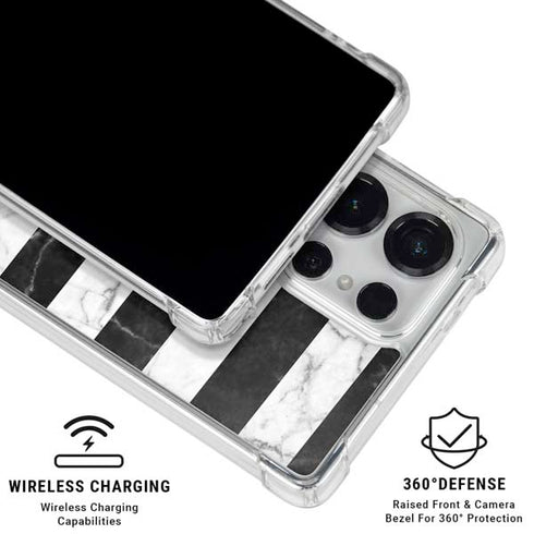 Black and White Striped Marble Galaxy S26 Ultra Clear Case