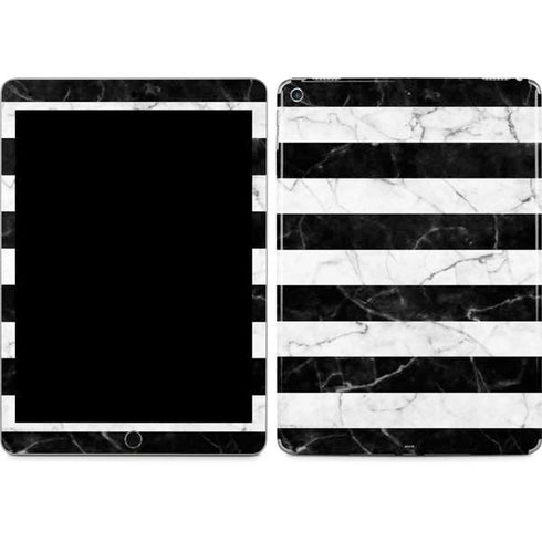 Black and White Striped Marble iPad Skins