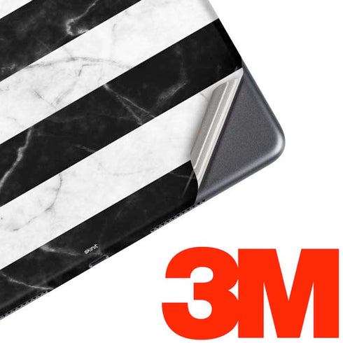 Black and White Striped Marble iPad Skins
