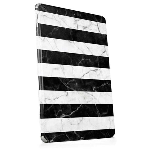 Black and White Striped Marble Apple iPad Skin