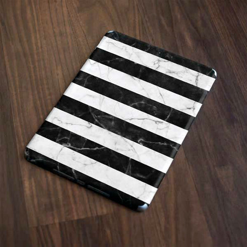 Black and White Striped Marble Apple iPad Skin